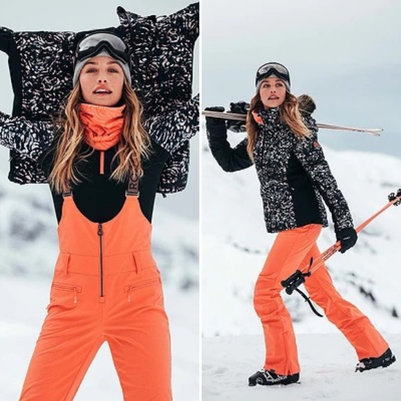 Roxy Vibrant Orange and Black Winter Jumpsuit - Picture 1 of 11
